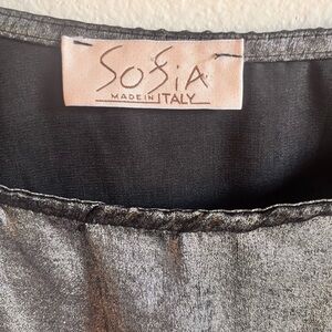 Sofia Made In Italy size XL Women’s Black Silver Metallic Short Sleeve Boxy Top